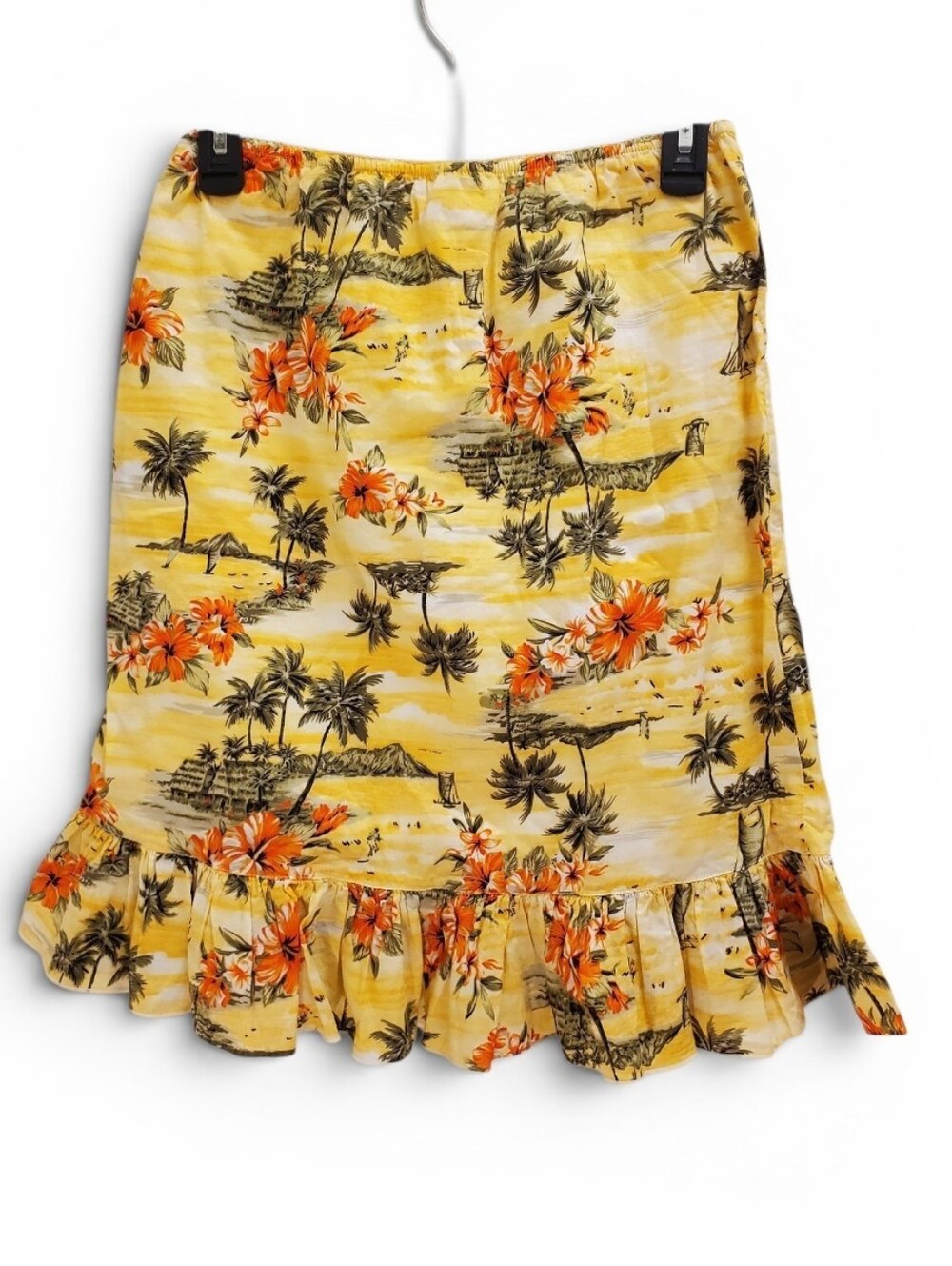 Tropical Yellow Floral Ruffle Mini Skirt - Picture 2 of 7